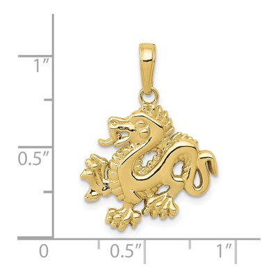 10K Yellow Gold Dragon Pendant – view 5