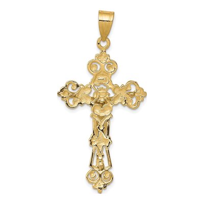 10K Two-Tone Gold INRI Fleur de Lis Crucifix Pendant – view 5