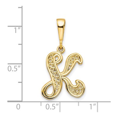 10K Yellow Gold Filigree Initial K Pendant – view 4