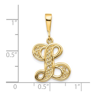 10K Yellow Gold Filigree Initial L Pendant – view 4