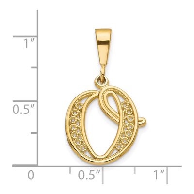 10K Yellow Gold Filigree Initial O Pendant – view 4