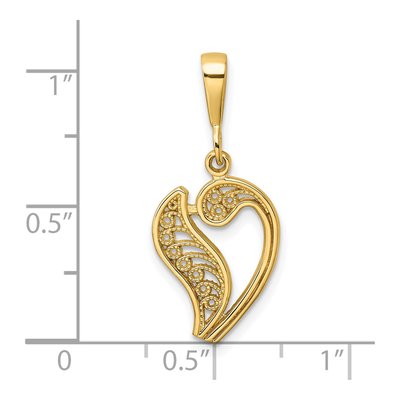 10K Yellow Gold Filigree Initial V Pendant – view 4