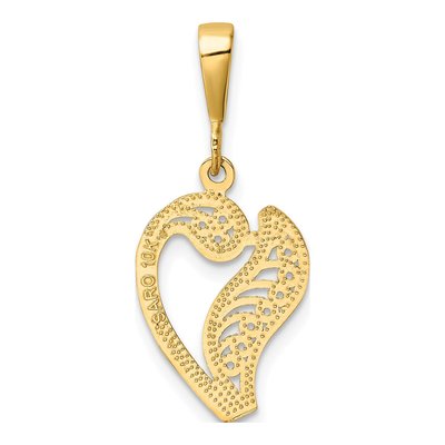 10K Yellow Gold Filigree Initial V Pendant – view 5