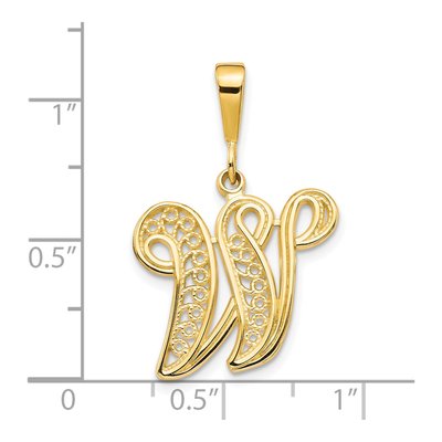 10K Yellow Gold Filigree Initial W Pendant – view 4