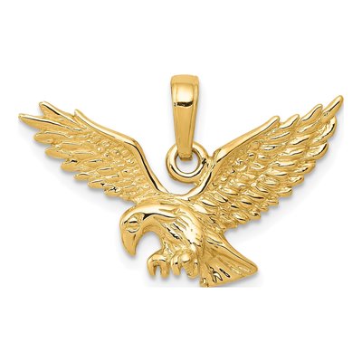 10K Yellow Gold 3D Eagle Pendant