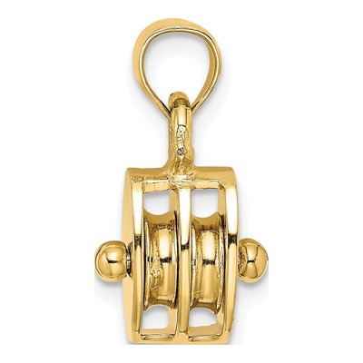 10K Yellow Gold 3D Moveable Pulley Charm – view 3