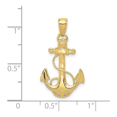 10K Yellow Gold Anchor Pendant – view 5