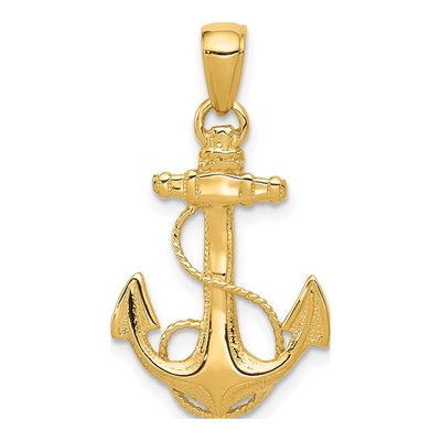 10K Yellow Gold Anchor Pendant
