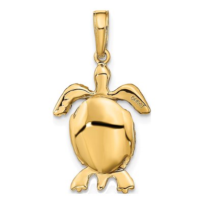 10K Yellow Gold 3D Moveable Turtle Pendant – view 4
