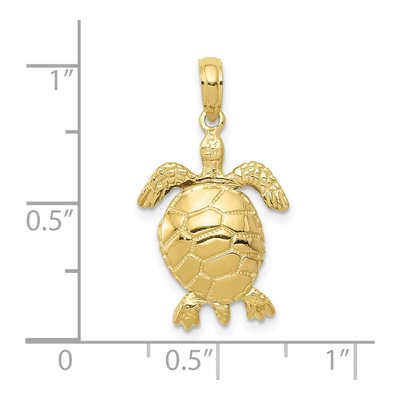 10K Yellow Gold 3D Moveable Turtle Pendant – view 5