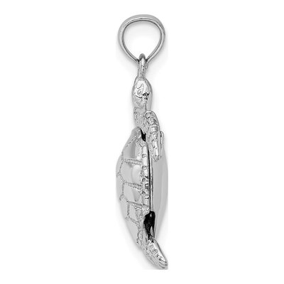 10K White Gold 3D Moveable Turtle Pendant – view 3
