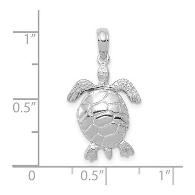 10K White Gold 3D Moveable Turtle Pendant – view 4