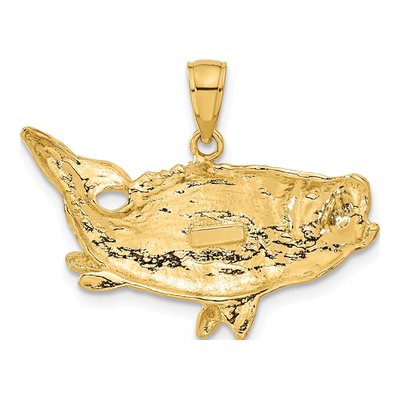 10K Yellow Gold Bass Fish Pendant – view 4