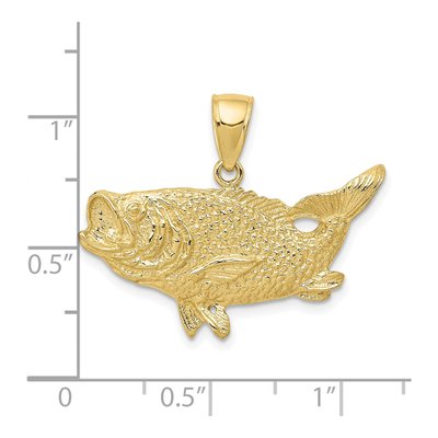 10K Yellow Gold Bass Fish Pendant – view 5