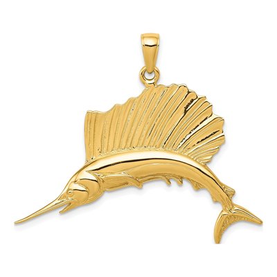 10K Yellow Gold Sailfish Pendant