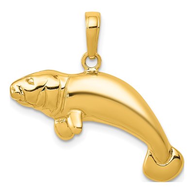 10K Yellow Gold Manatee Pendant