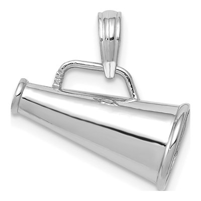 10K White Gold 3-D Megaphone Pendant