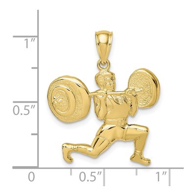 10K Yellow Gold Weightlifter Pendant – view 4