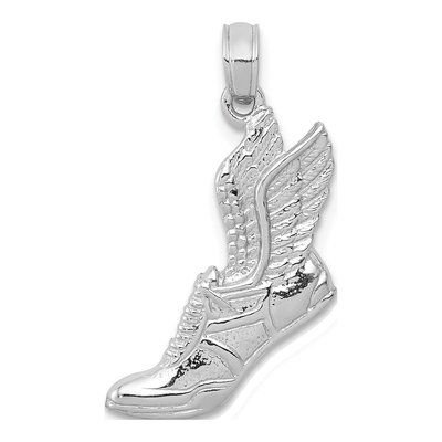 10K White Gold Running Shoe Pendant