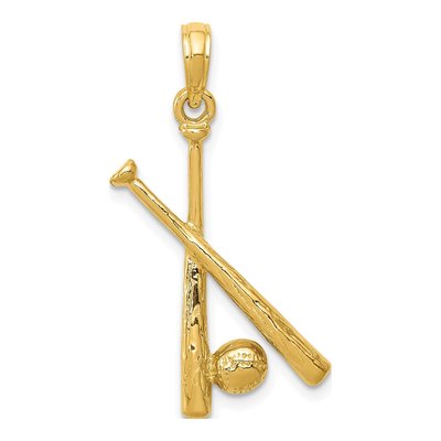 10K Yellow Gold Baseball Bats Pendant