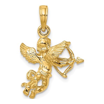 10K Yellow Gold Cupid Bow Arrow Pendant – view 5