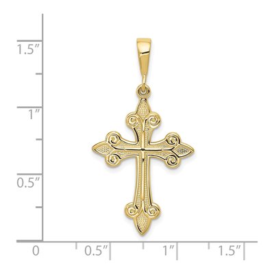 10K Yellow Gold Fleur de Lis Cross Pendant – view 4