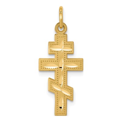 10K Yellow Gold Eastern Orthodox Cross Pendant