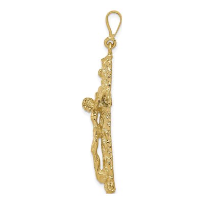 10K Yellow Gold Textured Crucifix Pendant – view 3