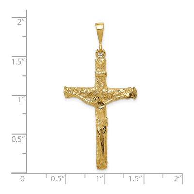 10K Yellow Gold Textured Crucifix Pendant – view 4