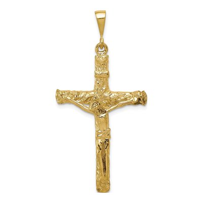10K Yellow Gold Textured Crucifix Pendant