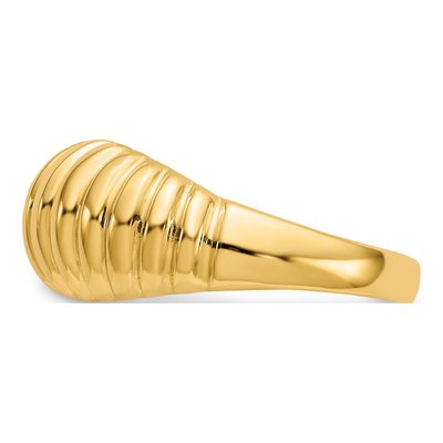 10K Yellow Gold High Ribbed Dome Ring – view 4