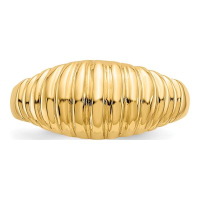 10K Yellow Gold High Ribbed Dome Ring – view 5