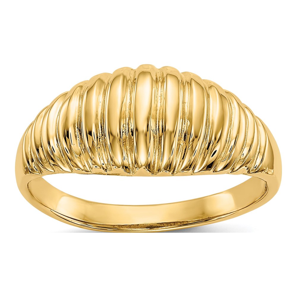 10K Yellow Gold High Ribbed Dome Ring