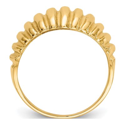 10K Yellow Gold Ribbed Dome Ring – view 2