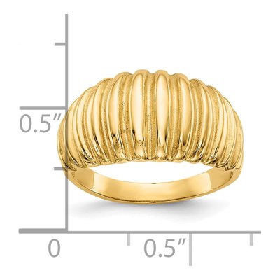 10K Yellow Gold Ribbed Dome Ring – view 4