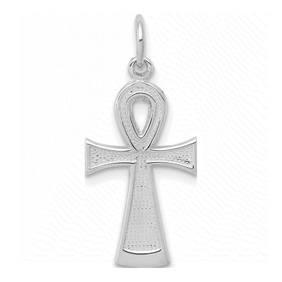 10K White Gold Ankh Cross Pendant