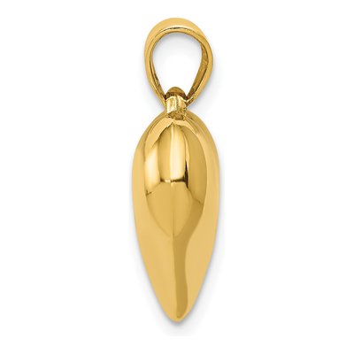 10K Yellow Gold Puffed 3-D Heart Pendant – view 3