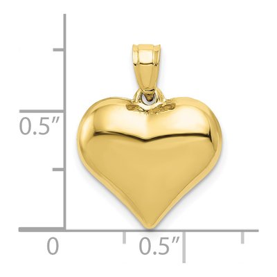 10K Yellow Gold Puffed 3-D Heart Pendant – view 4