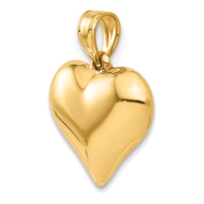 10K Yellow Gold Puffed 3-D Heart Pendant – view 6