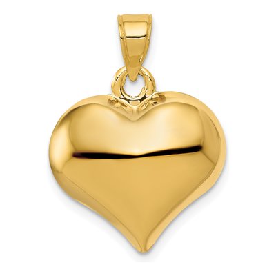 10K Yellow Gold Puffed Heart Pendant – view 5