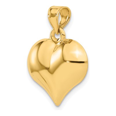 10K Yellow Gold Puffed Heart Pendant – view 6