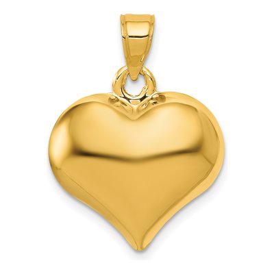 10K Yellow Gold Puffed Heart Pendant