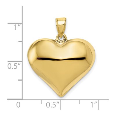 10K Yellow Gold 3-D Puffed Heart Pendant – view 4