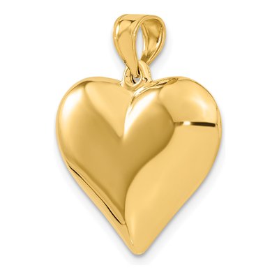 10K Yellow Gold 3-D Puffed Heart Pendant – view 5