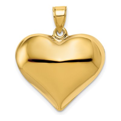 10K Yellow Gold 3-D Puffed Heart Pendant