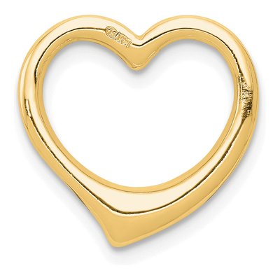 10K Yellow Gold Large Floating Heart Slide Pendant – view 4