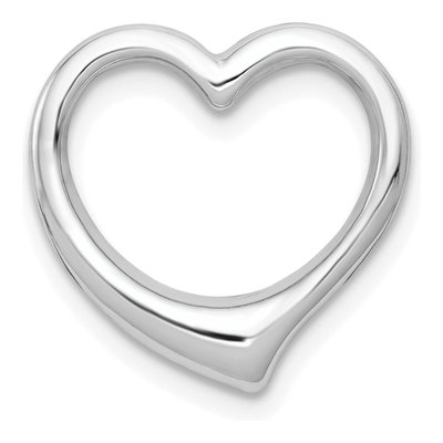 10K White Gold Floating Heart Slide Pendant