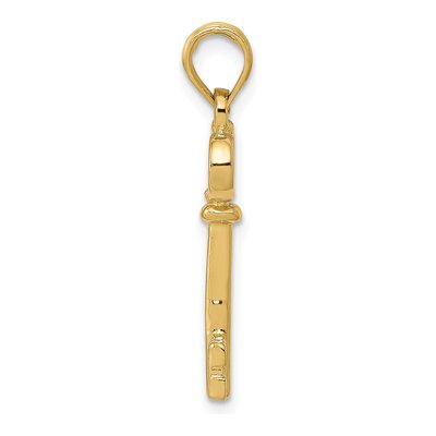 10K Yellow Gold 3-D Key Pendant – view 3