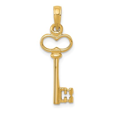 10K Yellow Gold 3-D Key Pendant