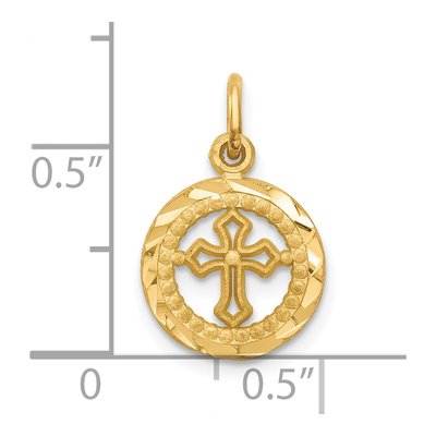 10K Yellow Gold Small Eternal Cross Circle Pendant – view 4